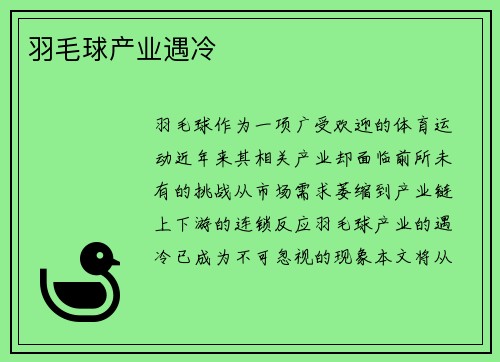 羽毛球产业遇冷